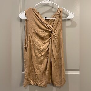 Express Sleeveless Gold Blouse with Knot Detail - Size L